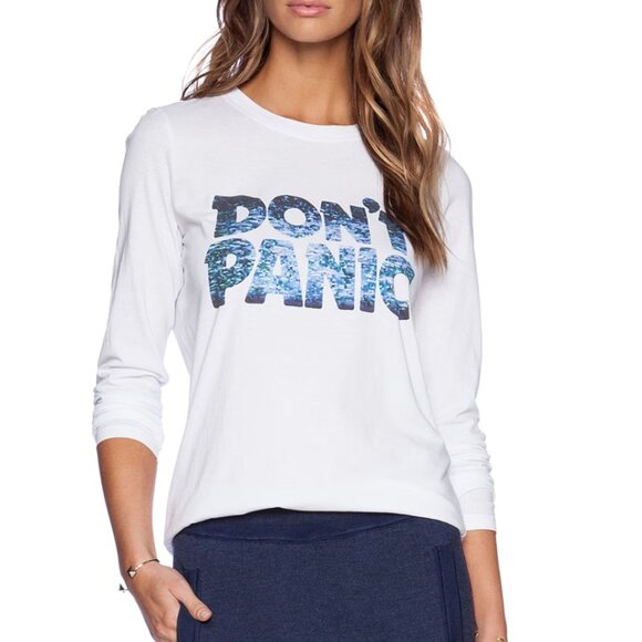 Marc Jacobs Don’t Panic 100% cotton graphic print crew neck long sleeve t-shirt - Picture 1 of 14